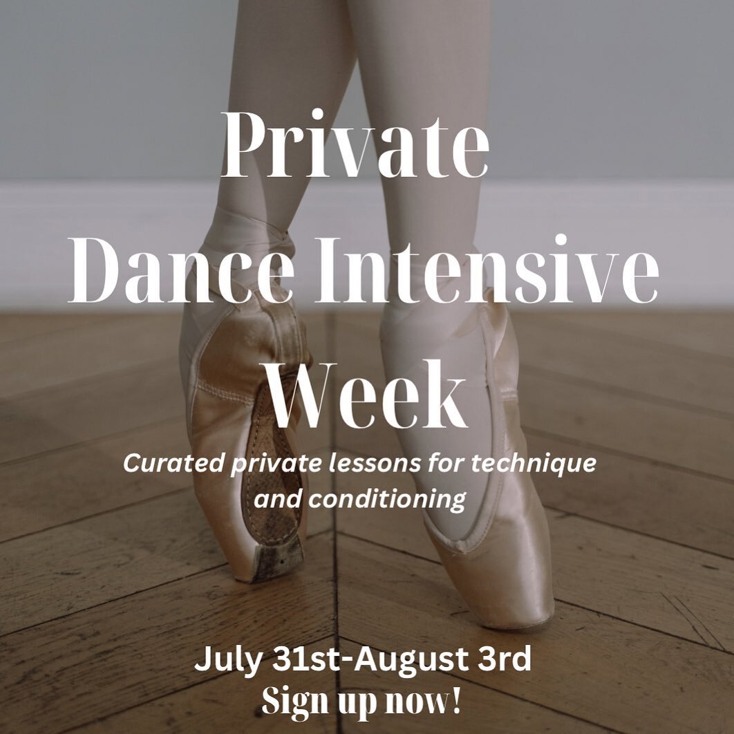 There are still spots available for our private dance intensive week! If you would like your dancer to get private instruction to work on technique before the dance year begins, you still have time to sign up!
For dancers ages 10+, one session per d